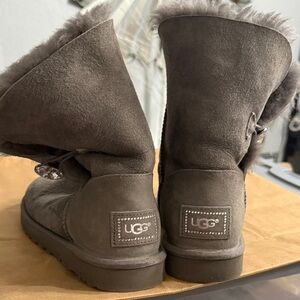 UGG Gray Suede Boots with Fur Lining